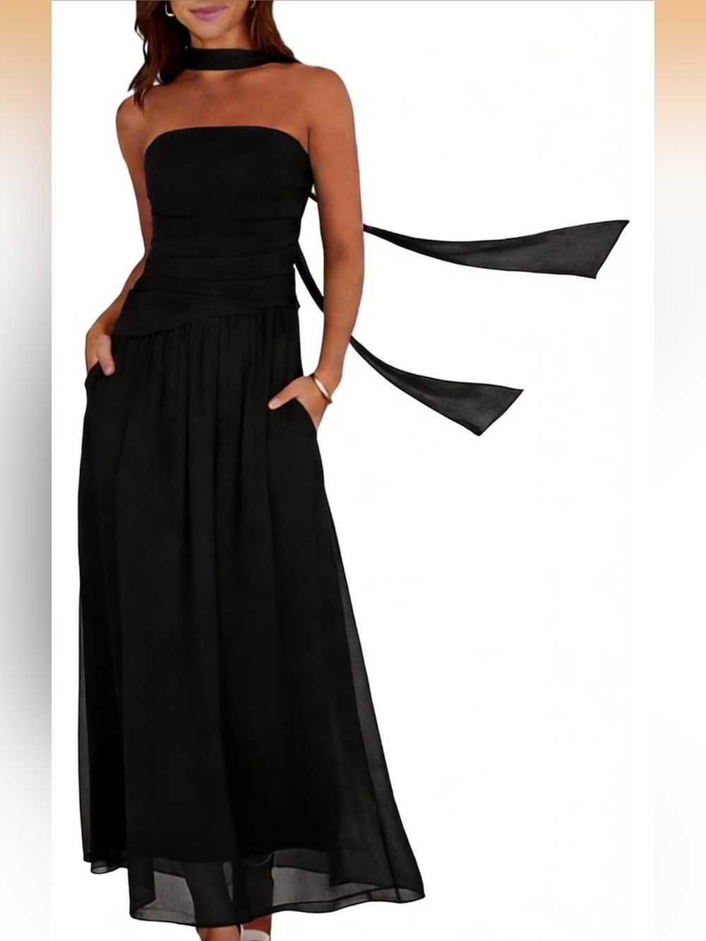 Strapless Ruched Maxi Dress minus Scarf S. 611/DC2-3:v